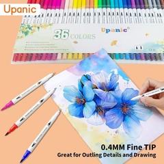 36 Vibrant Dual Tip Art Markers for Adult Coloring, Drawing & Calligraphy