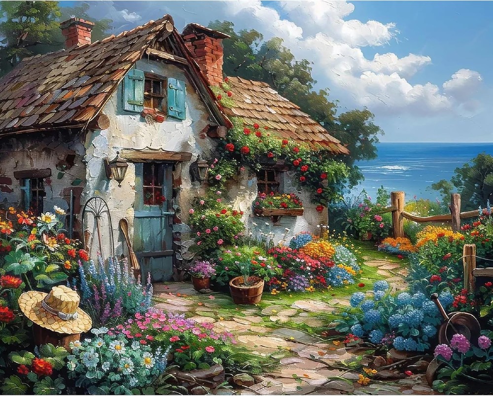 KYOQFVN Riverside Cottage Paint by Numbers Kit for Adults Beginner MT22011-US