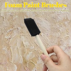 4-Pc 4-Size Foam Sponge Brushes w/ Wood Handles for Painting, Staining & DIY