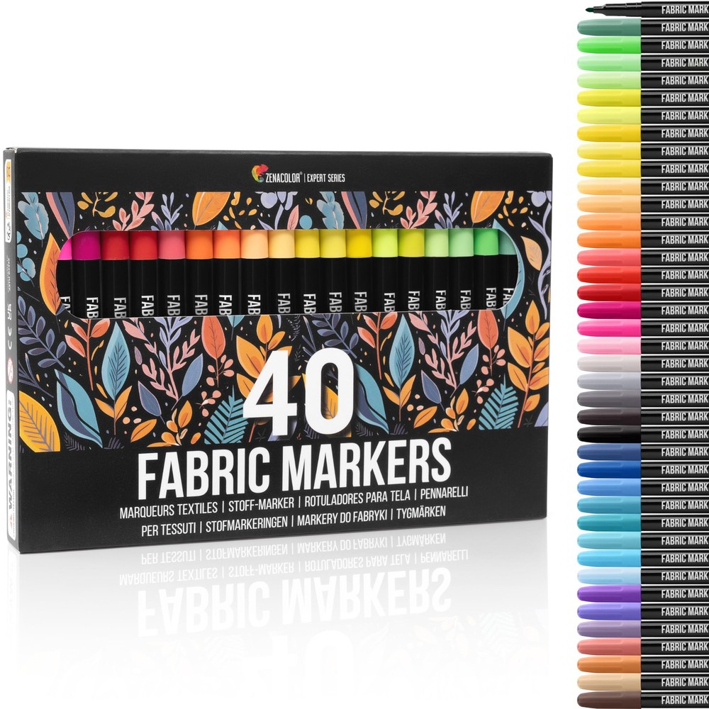 40 Fabric Markers Pens Set – Non Toxic, Indelible and Permanent Fabric Paint …