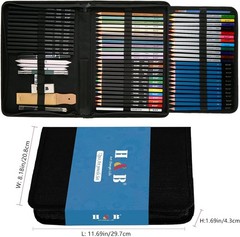 Professional Drawing Supplies Art Set –72 Piece Sketching Kit with Sketch Book
