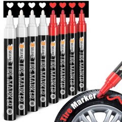 SELEAD Tire Marker White Red – 8 Pack Paint Pens for Car Tires 4white+4red