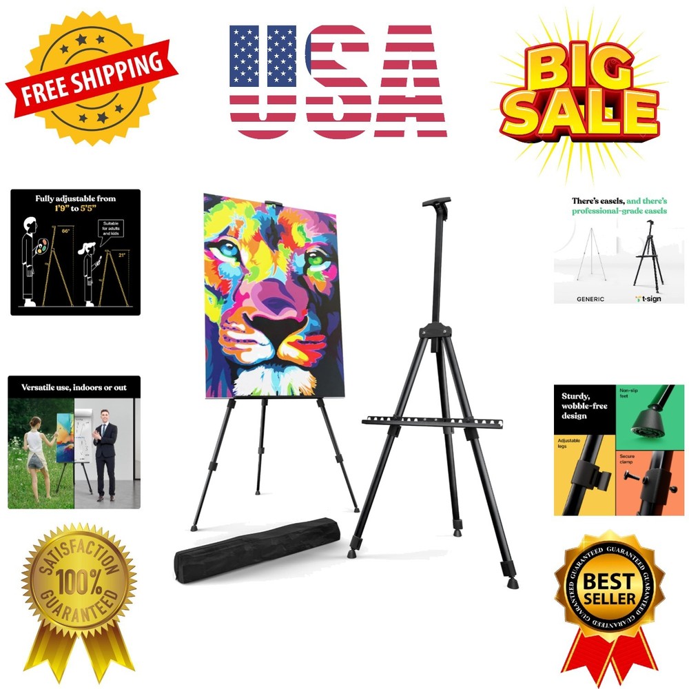 Portable Artist Easel Stand for Painting – Adjustable Height Painting Easel w…