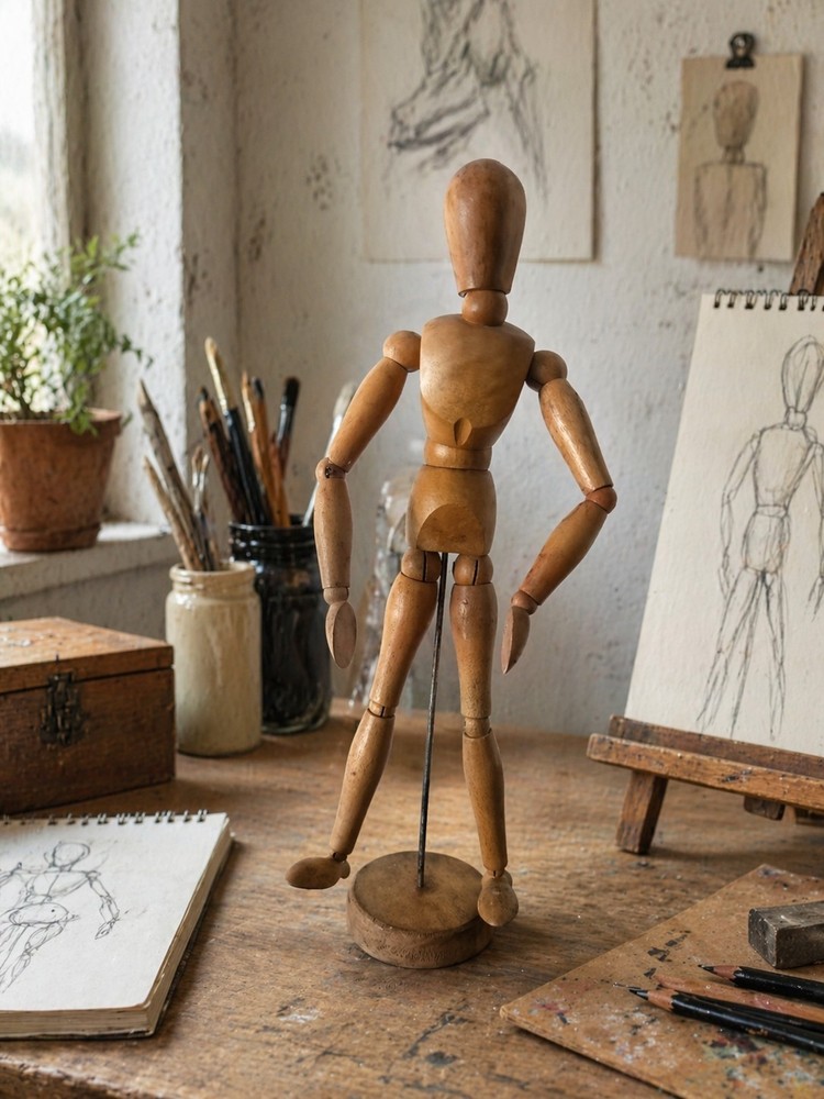 Vintage Wooden Artist Lay Figure Mannequin 33cm Articulated Drawing Model