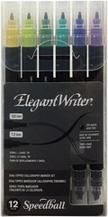 12 Elegant Writer Calligraphy Dual-Tipped Marker Set 1.3mm 3.0mm Nibs