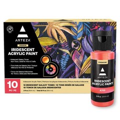 Iridescent Acrylic Paint Set – 10 Galaxy Tones for Canvas, Wood, Fabric & More