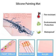 Paint Station Brush Cleaner 10 Brushes 2016 Inch Silicone Mat Art Pink