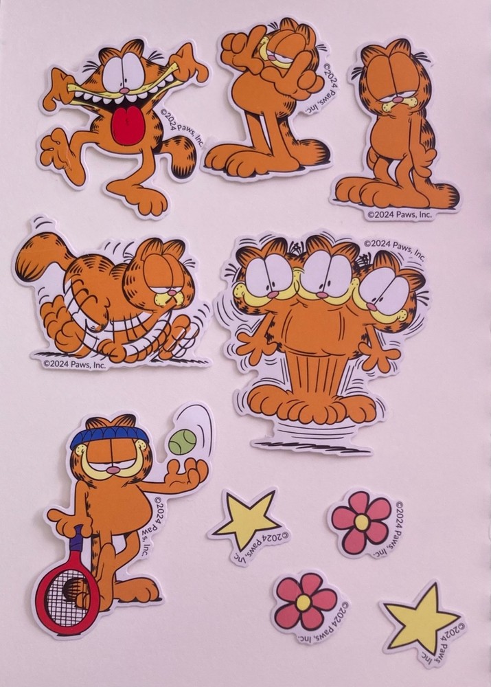 Set of 10 Garfield Funny Silly Face Stickers ~ Junk Journaling, Crafts, Art