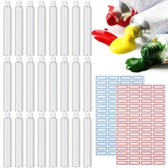 Qeeenar 24 Pcs Empty Aluminum Paint Tubes 20 ml for Making Paint…