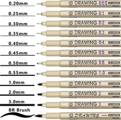 Muchcute Micro Fineliner Drawing Art Pens: 12 Black Fine Line Waterproof Ink Set