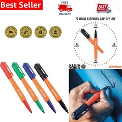 Klein Skribes Fine Tip Permanent Markers 4-Pack: Multi-Surface Jobsite Essential