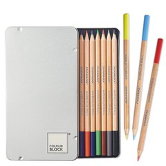 12 Color Watercolor Pencils Art Supplies Hexagonal Handles Aluminum Box