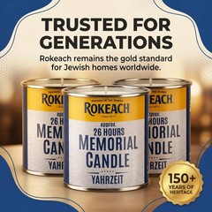 Rokeach 24 Hour Candles, Yahrzeit Memorial Candle, Tin (12 Pack) Small, White