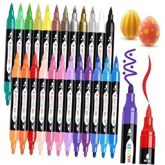 24 Colors Dual Tip Acrylic Paint Markers,Waterproof, Non-Toxic, odorless,