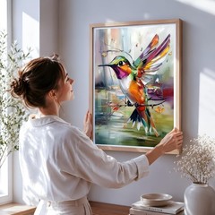 Hummingbird Paint by Numbers Kit for Adults Beginner, Abstract Adult Paint by…