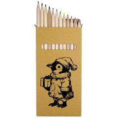 12 x ‘Penguin Wearing Santa Hat with Gift ‘ Long Colour Pencils (PE00086171)