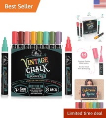 8 Erasable Liquid Chalk Markers – 6mm Vintage Colors for Blackboards & Glass