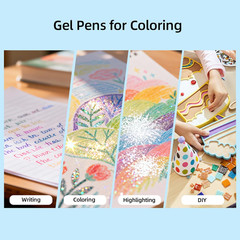 18 Colors Glitter Gel Pens Set with A5 Sketchbook (50 Sheets 120Gsm) | Sparkling