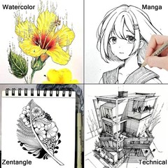 Muchcute Micro Fineliner Drawing Art Pens: 12 Black Fine Line Waterproof Ink Set