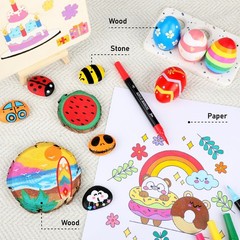 72 Colors Acrylic Paint Markers, Dual Tip with Fine Tip and Brush Tip Pens fo…