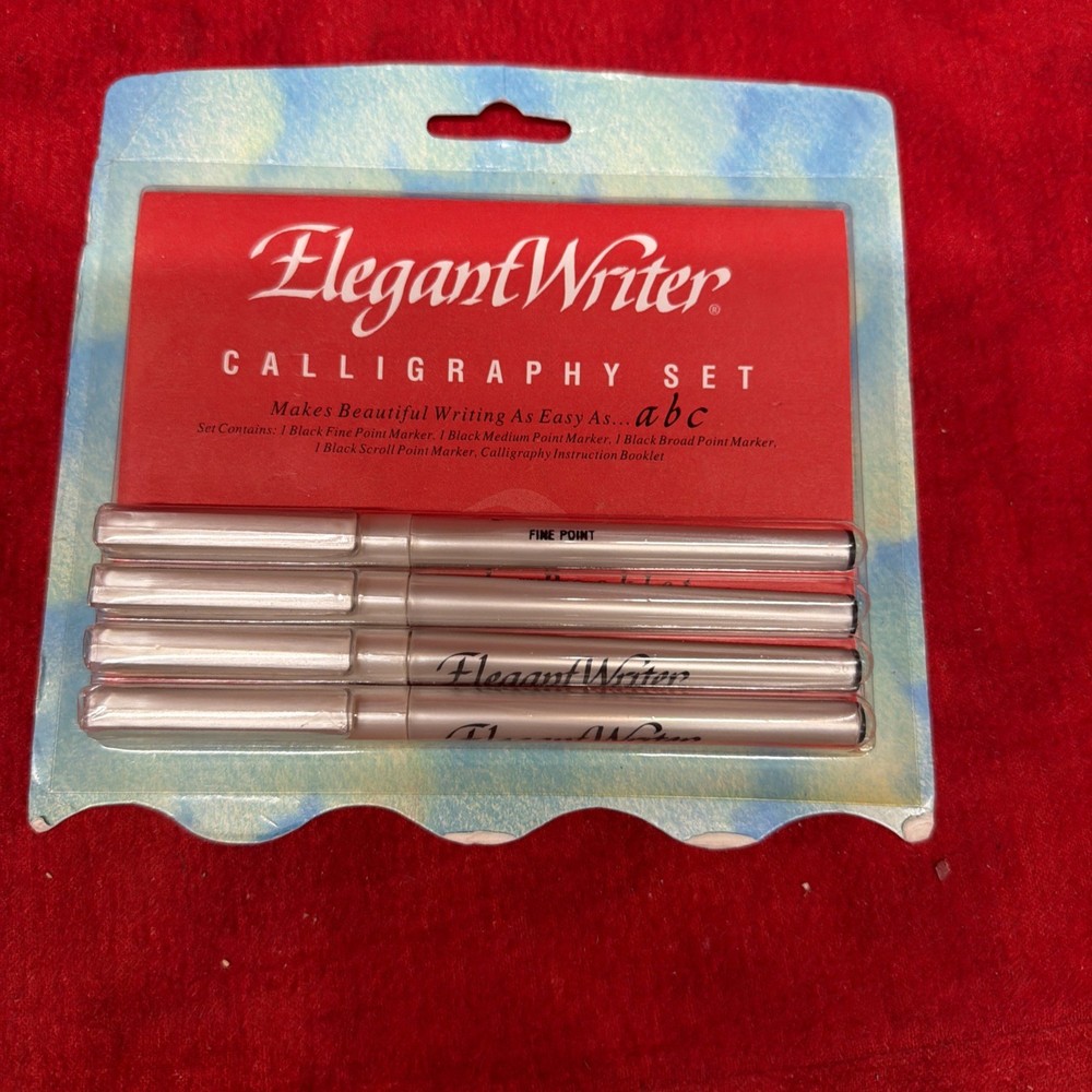 SPEEDBALL ELEGANT WRITER CALLIGRAPHY SET 4 BLACK INK MARKERS – NEW (h54)