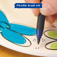 4200 Porcelain Brush Pen Set 6 Colors Cool Tones Ceramic Painting Supplies