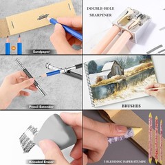 78pcs Drawing Kit Sketching Set Art Supplies with 3Color Sketchbook Colorful …