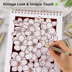 KERIFI Sepia Micro Pen Set, 12 Assorted Sizes Fineliner Ink Art Drawing Pens, Wa