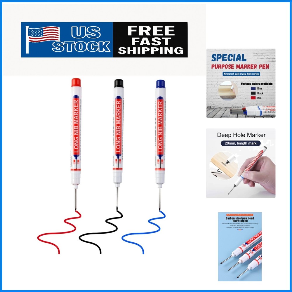 Versatile 3pcs Deep Hole Pens – Ideal for Home Decoration & Woodworking