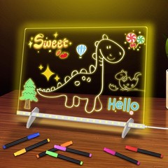 LED Note Board with 7 Colors – 13.8″x10″ Acrylic Dry Erase Board with Light 4…