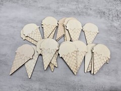 24 Unfinished Wooden Ice Cream Cone Cutout Summer Crafts Small DIY Project