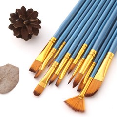 Comfortable Grip Paint Brush Set 12Pcs for Painting Gouache, Canvas Painting
