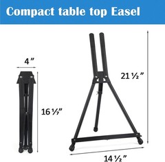 Falling in Art Aluminum 15″ to 21″ Tabletop Easel Display, Black Tripod BLACK