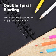 Black Sketchbook 50 Shts, 5.5×8.5″, 108lb Heavyweight, Acid-Free, Spiral
