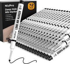 72 PCS Long Nib Marker Pens, 20Mm Black Deep Hole Markers Bulk, Quick Dry & Wate
