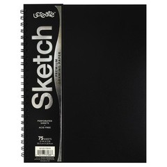 Poly Cover Sketch Book, Heavyweight, 9″ x 12″, Black, 75 Sheets