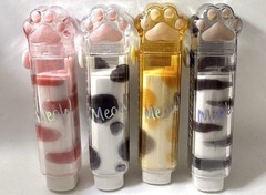 4pcs MEOW Cat Paw Erasers Retractable Slider Pencil Rubbers Animal Print Design