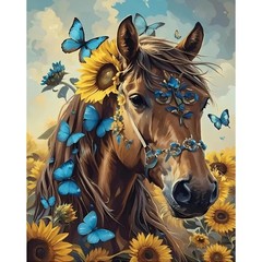 askkqtx Horse Paint by Numbers Kit for Adults, 16×20 inches, Flowers- MT22409