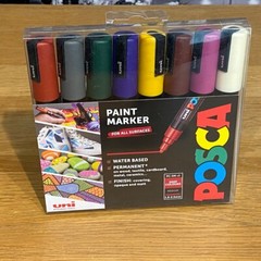 Uni Posca Paint Marker Pens Art Medium Bullet Tip Deep Colours PC-5M (Set of 8)