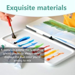 Porcelain Watercolor Palette Ceramic Artist Paint Mixing Tray Gouache Acrylic