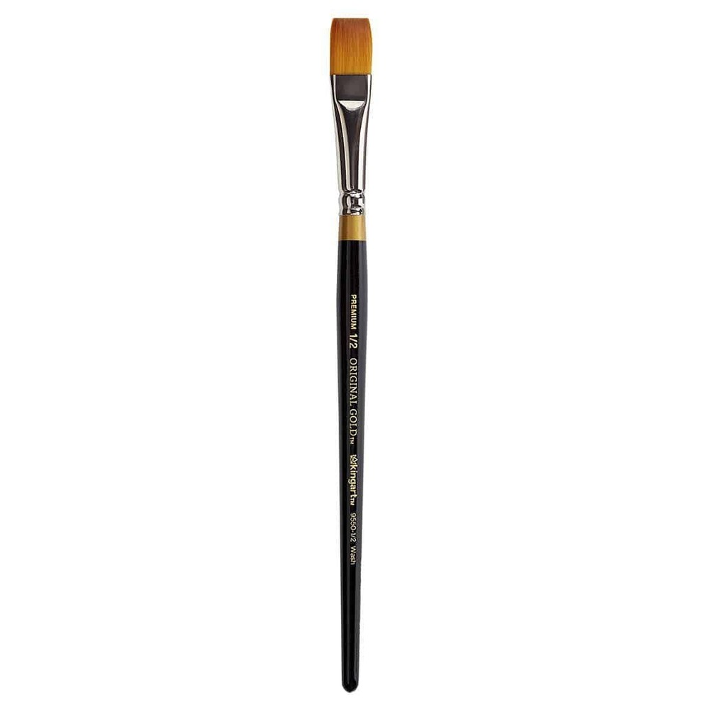 KingArt Gold 9550 Series Premium Artist Brush, Taklon Wash, Size 1/2
