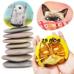 15 Pack Extra Large Flat River Rocks 3.1-4.7 Inch Smooth Painting Stones Kit