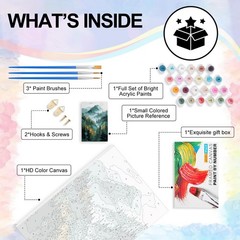 Framed Paint by Numbers Kit for Adults Beginner & Kids Ages 8-12, Mountain Paint