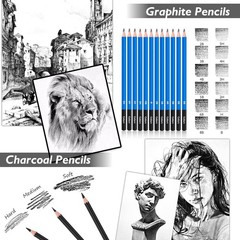 176PCS Art Supplies Sketching Kit 100 Sheets Sketch Book Pencils Drawing Set