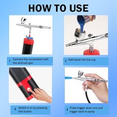 Versatile Cordless Airbrush Set with Strong Pressure and Complete Accessory Pack
