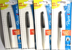 Lot of 4 Papermate Flair Porous Point Stick Pens, Fine Pt, .5mm Black,RARE