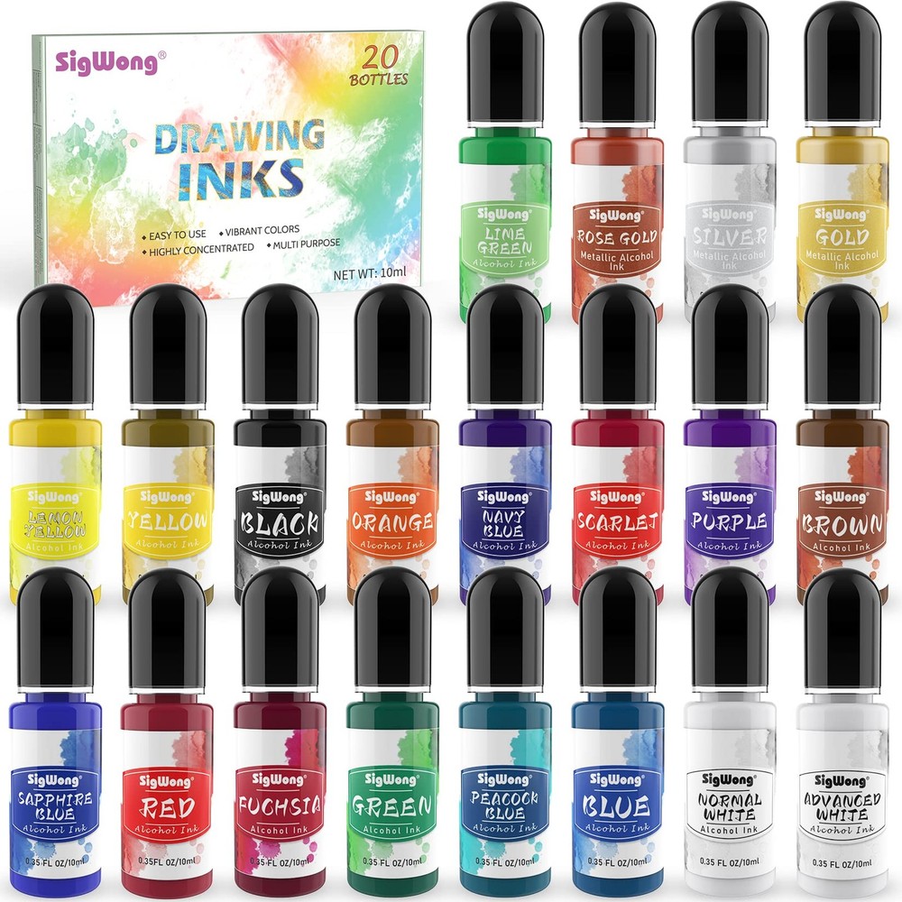 Alcohol Ink Set – Vibrant Colors High Concentrated 20 Bottles