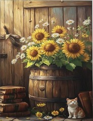 Sunflower Paint by Numbers Kit for Adults Beginner,Paint Number green-29