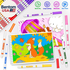 256 Count Washable Markers Bulk, 16 Assorted Colors, Conical Tip with Fine & Bro