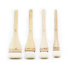 Paintbrush Set 4 PCS Flat Hake Brushes with Soft White Goat Hair for Watercol
